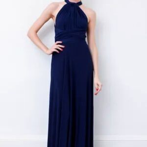 Elegant Navy Blue Halter Maxi Dress Great Condition!🥰😍